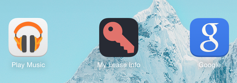 My Lease info icon on homescreen